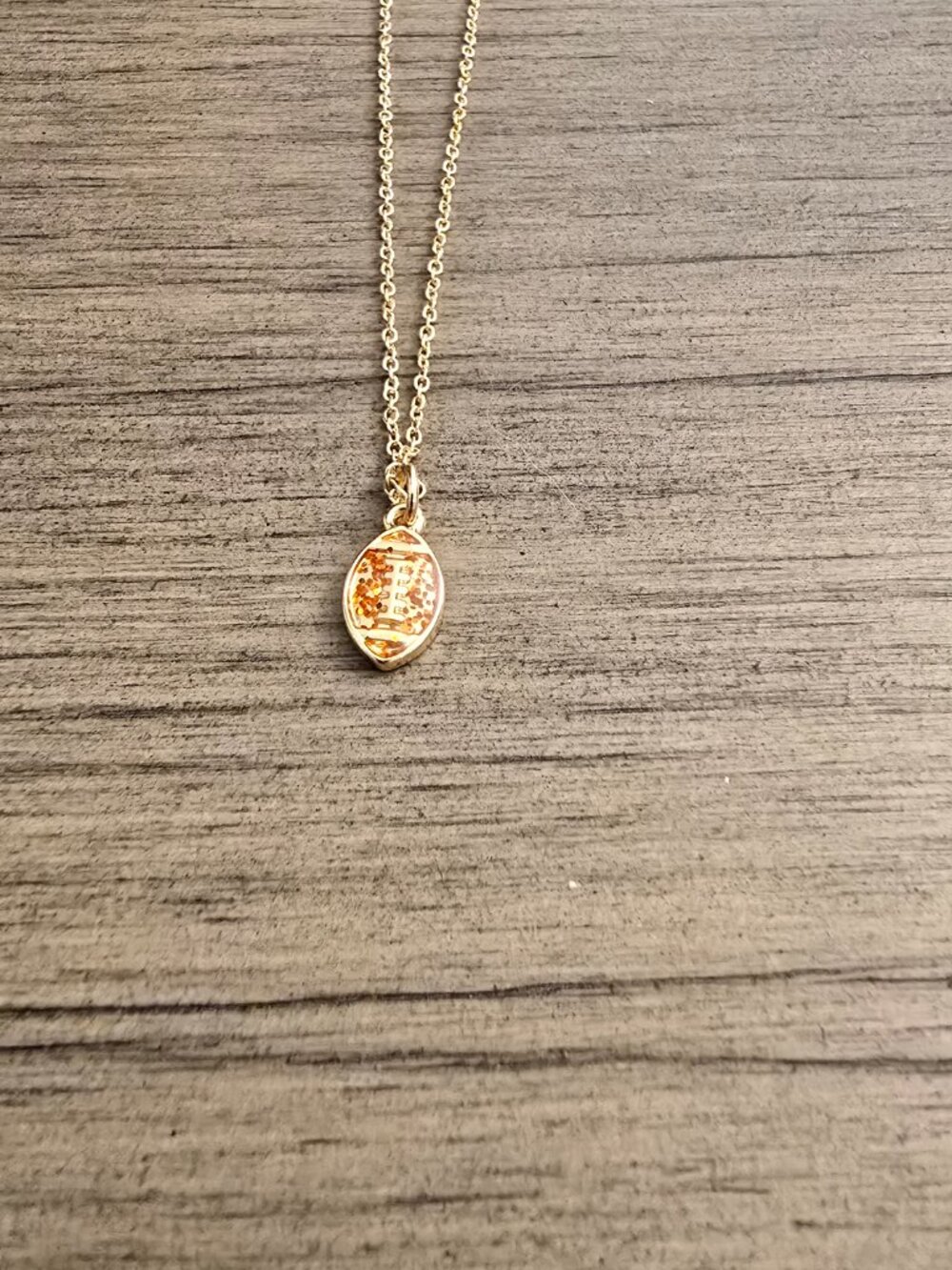 Football Necklace Gold Tone 19"